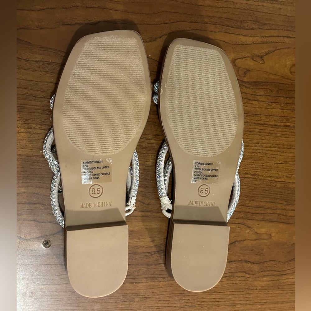 Steve Madden Starie Rhinestone Silver Strappy Square Toe Sandals Size 8.5 NWOT - Picture 8 of 9